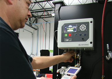 Image of worker calibrating CTS instrument