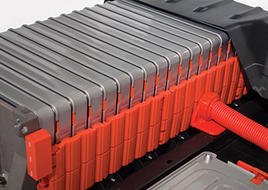 Partial view of an EV battery 