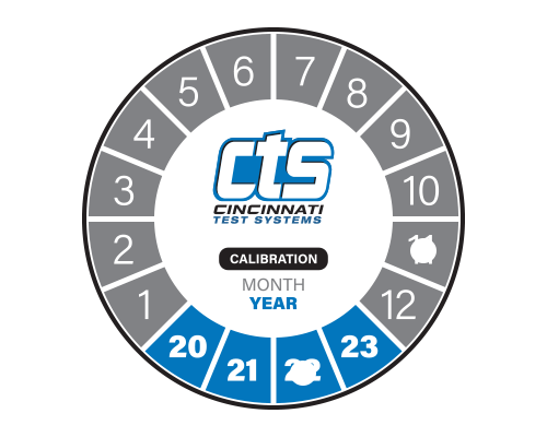 Circular label showing months, days, years