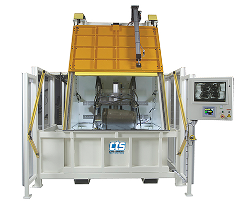Image of a burst test machine with fixturing and HMI 