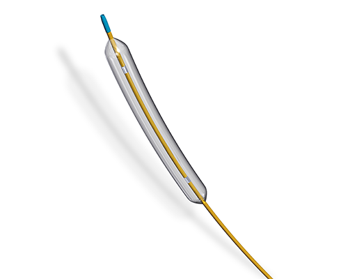 Image of a non-stented non-compliant balloon catheter on a white background