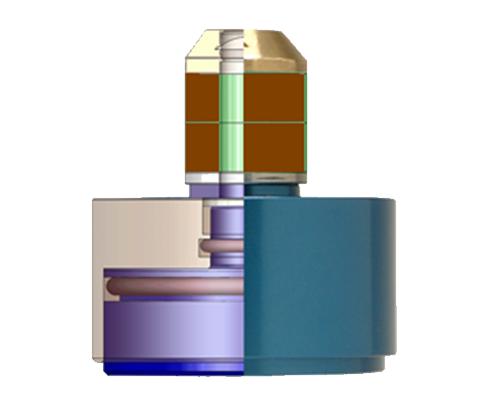 Engineering rendering showing a cut-out in a CTS CI connector detailing the stroke limiter function. 