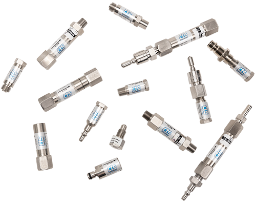 Image of various CTS air flow leak standards angled and spread out.