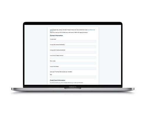 Image of a laptop featuring the RMA form web page
